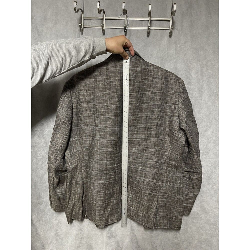 Joseph Abboud Blazer Men 54L Beige Brown Plaid Italian Fabric Nova Linen Luxury‎ - Picture 6 of 12
